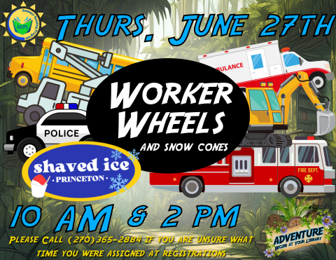 Graphic of a school bus, ambulance, firetruck, police car, etc.